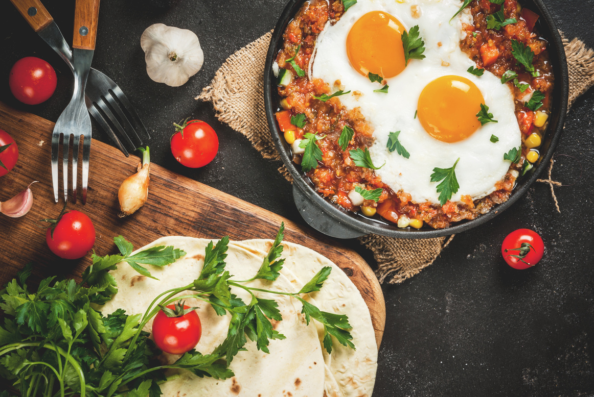 Traditional Mexican Dish Huevos Rancheros - Scrambled Eggs with